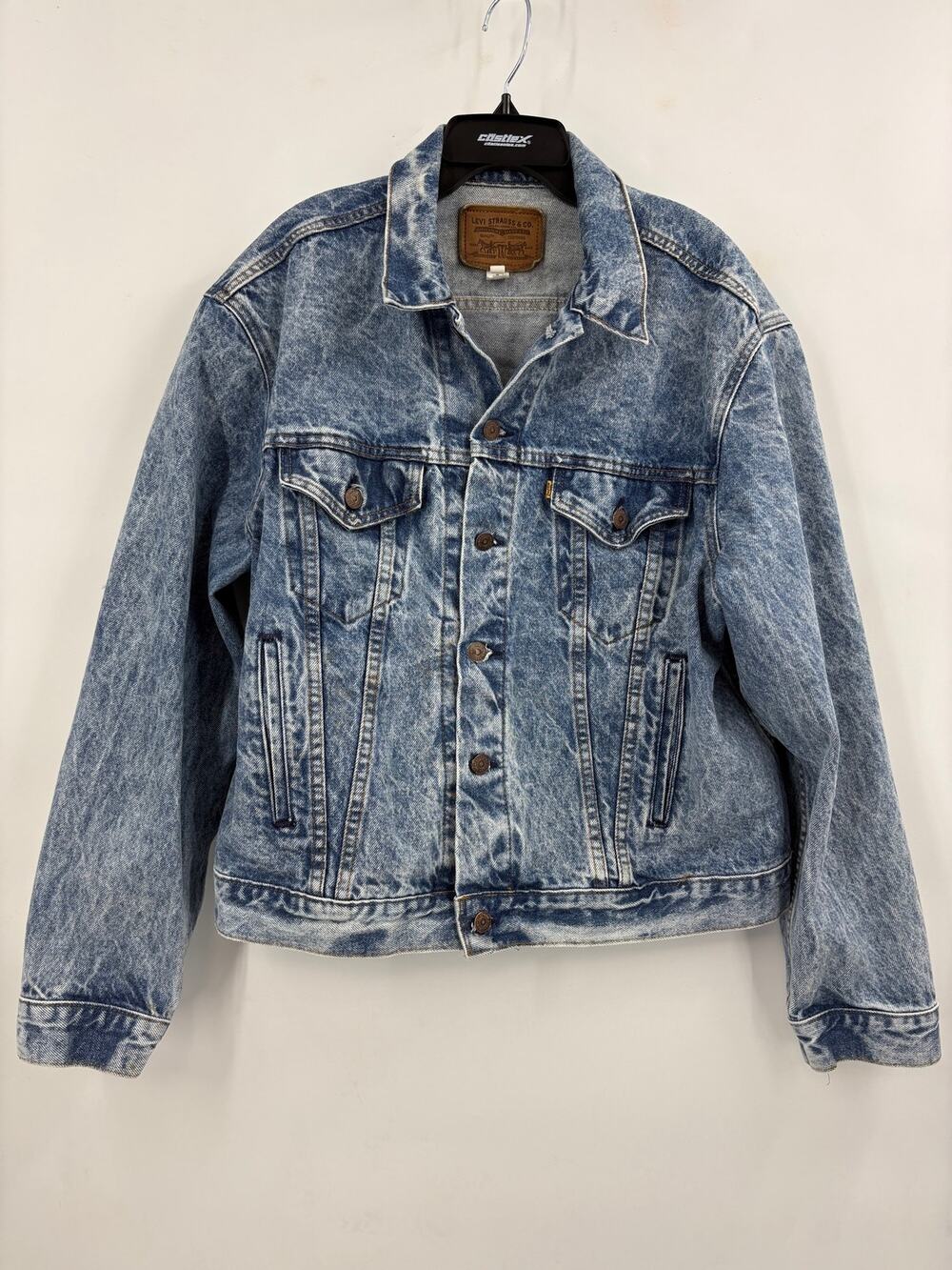 Vintage 1980s Levi's Blue Acid Wash Denim Jean Trucker Jacket XXL 2XL USA